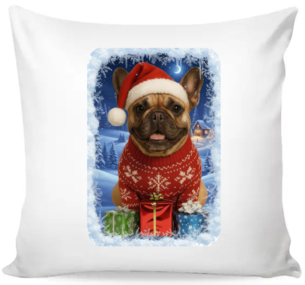 Povlak na polštář vánoční Francouzský buldoček0